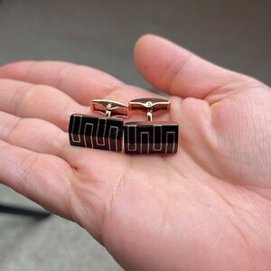 Vintage Rose Gold and Onyx Cuff Links for Men